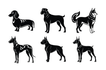 Dog breed vector silhouette set