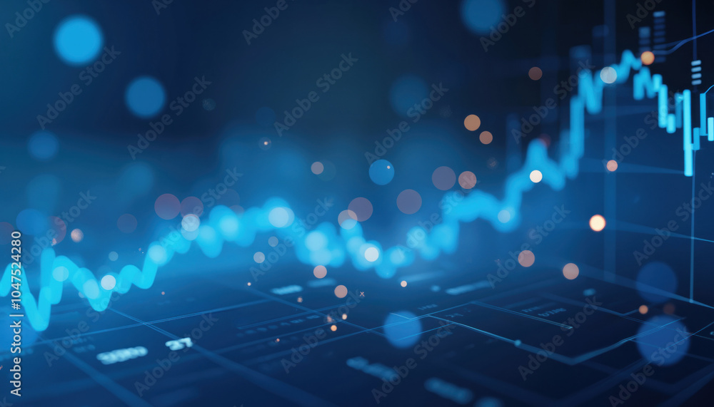 Poster abstract blue and purple data stream: abstract image of a digital data stream in blue and purple ton
