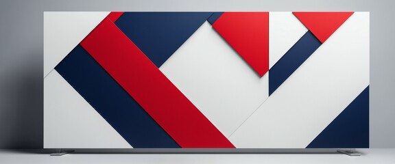 Rectangle layered banner with angled blocks and negative center zone