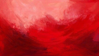 Abstract painting with seamless blending of red hues and dynamic texture from visible brushstrokes