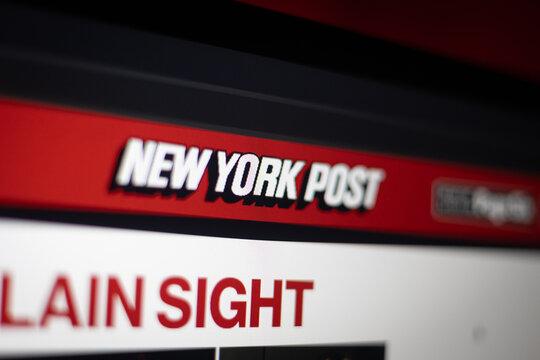  Close-Up of New York Post Logo on Website Displayed on Computer Screen &ndash; News Media Branding and Online Presence