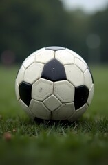 Fototapeta premium A soccer ball on the field. Type of sport. Sport and health.