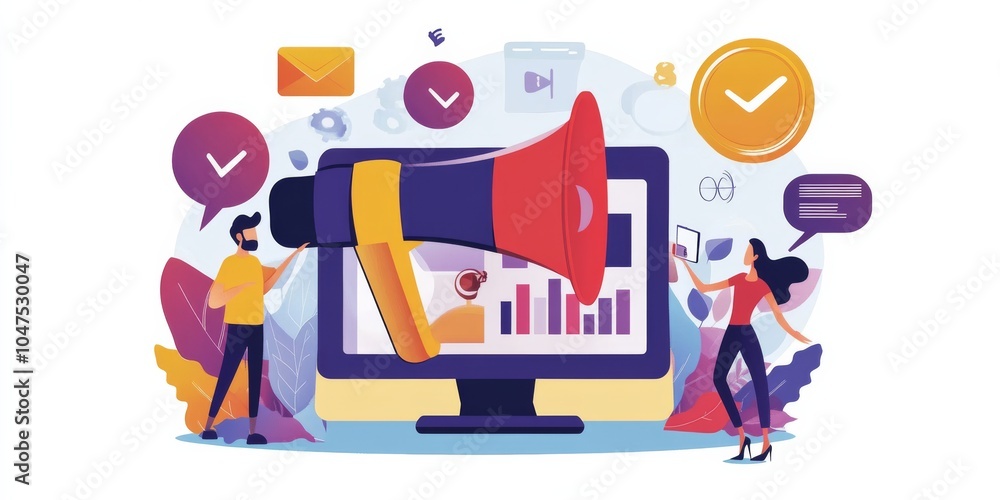 Poster planning digital marketing campaigns online involves using technology to reach customers and build a