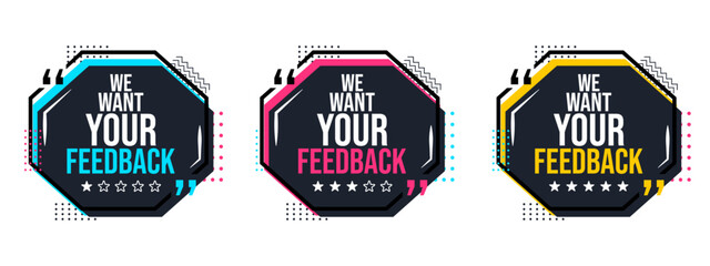 Set of feedback banner. Flat style design. Containing feedback, opinion. Vector banner set related to survey. © Goldenboy_14