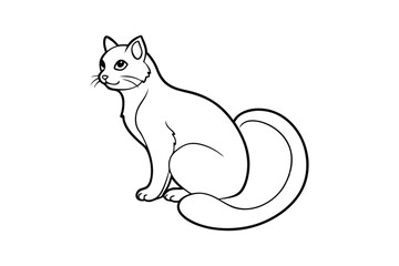Black and White Cat Line Art Silhouette – Simple and Minimalist Vector Illustration on White Background