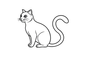 Black and White Cat Line Art Silhouette – Simple and Minimalist Vector Illustration on White Background