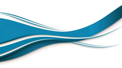 Naklejka premium Blue and white wave with a white background. The blue and white color combination creates a sense of calmness and serenity. The wave's movement suggests a feeling of fluidity and motion