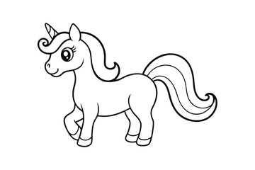 Unicorn Coloring Page Vector – Magical Line Art Silhouette Illustration for Kids and Fantasy Art Therapy