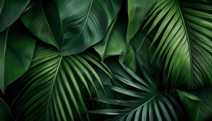 Lush, vibrant tropical leaves create a textured pattern, giving off a fresh, tropical vibe like being in a jungle or rainforest. Perfect for nature projects