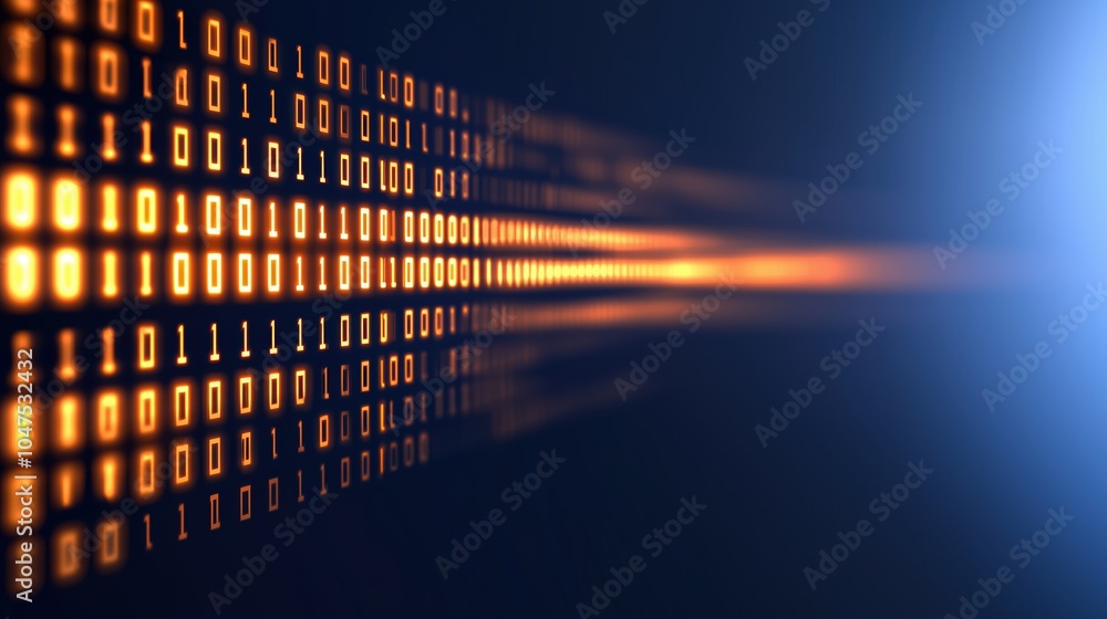 Aufkleber computer screen with a long line of ones and zeros. concept of technology and the digital world