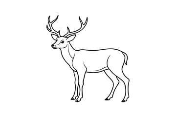 Deer Line Art Vector Illustration – Majestic and Rustic Wildlife Design for Elegant Nature Art