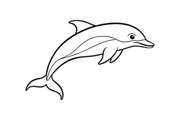 Dolphin Silhouette Line Art Vector – Minimalist Marine Icon on White Background for Ocean and Aquatic Design