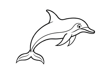 Dolphin Silhouette Line Art Vector – Minimalist Marine Icon on White Background for Ocean and Aquatic Design