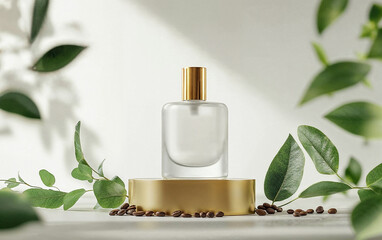 de parfum, the perfume fragrance cosmetic mockup, luxury product branding, on white background, bottle container glass