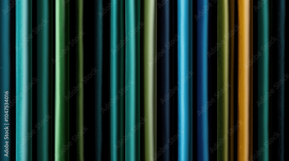 Poster row of colorful fabric with a blue stripe in the middle. the blue stripe is the only color that is n