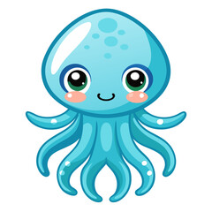 Cute Squid on White Background