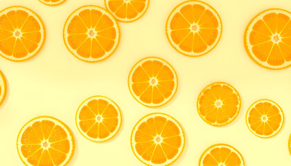 Monochromatic creative pattern made of fresh orange. Juicy citrus pastel background. Minimal concept isolated with white highlights, png