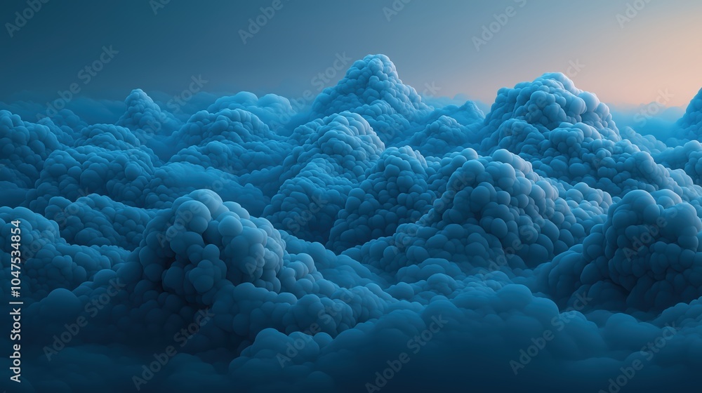 Poster the sky is filled with clouds that are a deep shade of blue. the clouds are scattered throughout the