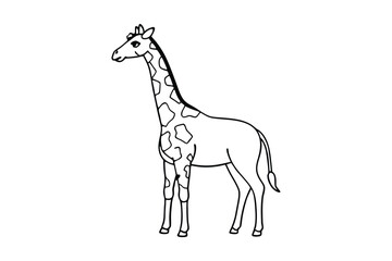 Cute Giraffe Line Art Vector Illustration – Adorable and Minimalist Wildlife Design for Kids and Nature Art