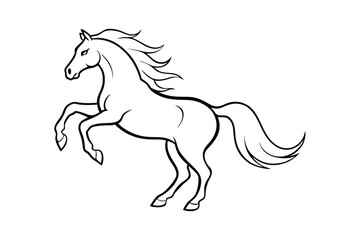 Jumping Horse Line Art Vector Illustration – Graceful and Dynamic Equine Design for Elegant and Spirited Art