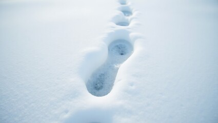Solitary footprint in fresh snow sign of fleeting presence