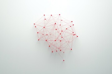 A red and white image of a brain with red lines connecting the dots