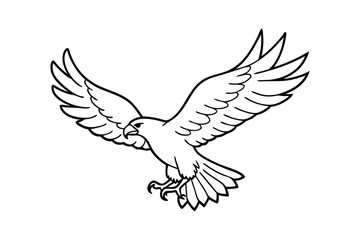 Eagle Silhouette Line Art Vector Icon – Majestic Hunting Bird Illustration for Powerful and Bold Wildlife Design