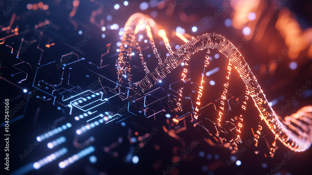 Poster abstract dna technology with artificial intelligence elements