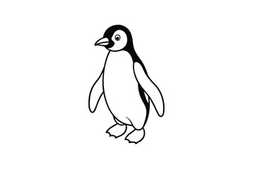 Black Penguin Silhouette Vector – Minimal Line Art Icon for Cute and Elegant Wildlife Design on White Background
