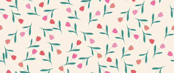 Fototapeta premium Vector seamless background. Minimalistic abstract floral pattern. Modern print on a light background. Ideal for textile design, screensavers, covers, cards, invitations and posters.
