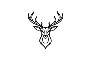 Deer Head Silhouette Vector Illustration – Majestic Wildlife Line Art for Rustic and Elegant Nature Design