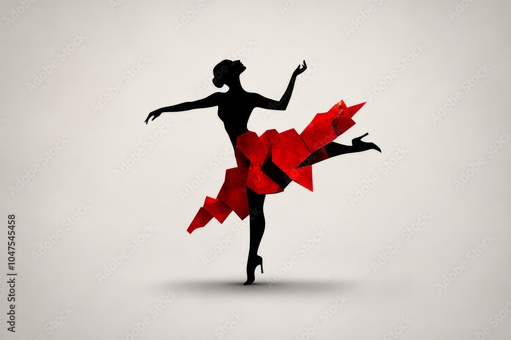 Leinwandbilder abstract minimalist depiction of a flamenco dancer with simple geometric shapes and dynamic movement