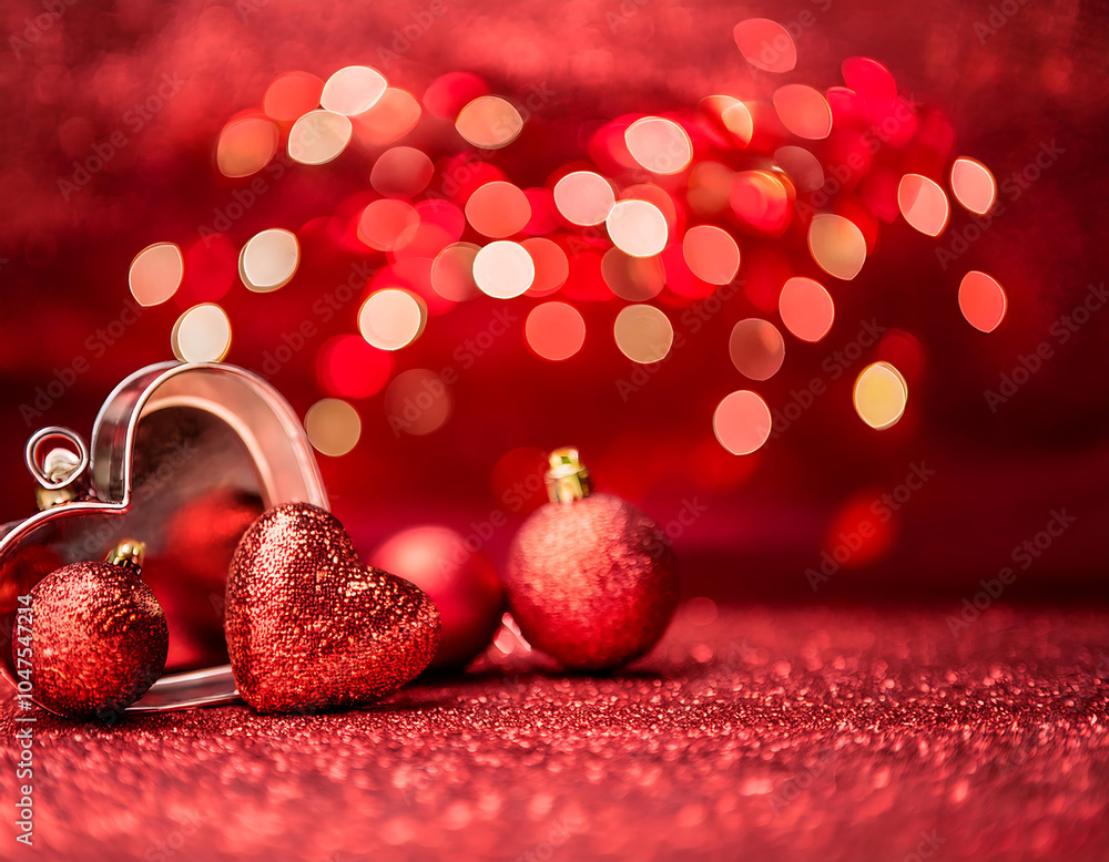 Poster red glitter bokeh festive lights create a happy abstract christmas scene with vintage v_1(528)
