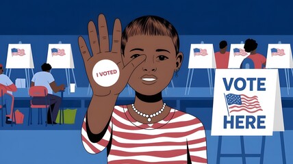 Young Voter with &ldquo;I Voted&rdquo; Sticker
