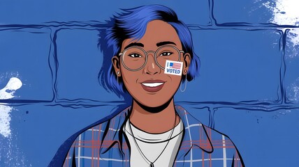 Young Voter with &ldquo;I Voted&rdquo; Sticker