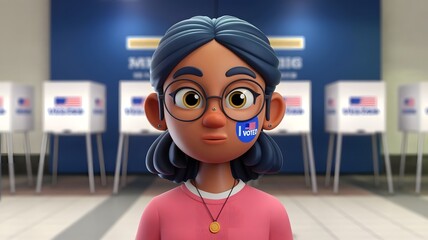 Young Voter with &ldquo;I Voted&rdquo; Sticker