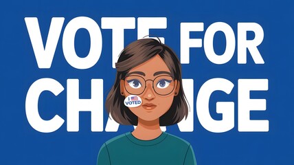 Young Voter with &ldquo;I Voted&rdquo; Sticker