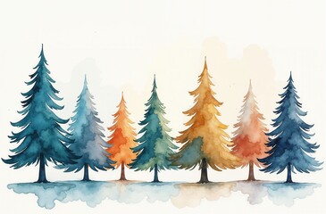 Obraz premium Watercolor forest. High quality photo