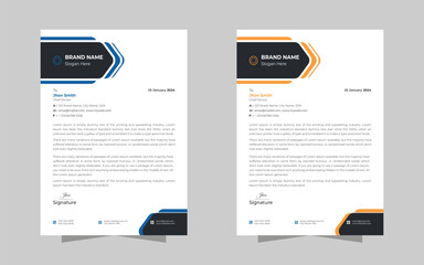orporate modern letterhead design bundle template with yellow, blue, black color. Letterhead design for your business company, Letterhead, Letter head, Vector illustration