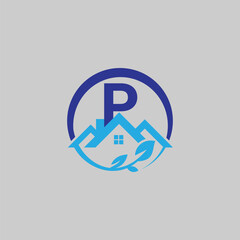 Abstract Leaf and Real Estate Logo With Letter P