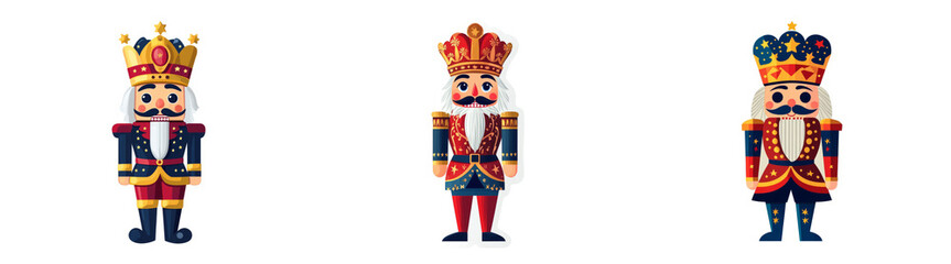 Nutcracker soldiers isolated on transparent PNG background perfect for holiday-themed designs or festive decor.