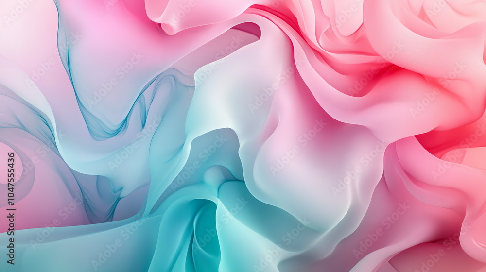 Aufkleber luminous flowing shapes. bright gradients in pink and turquoise. soft curves merging into abstract d