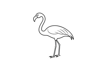 Flamingo Line Art Vector – Elegant Tropical Bird Outline for Minimalist and Exotic Nature Design