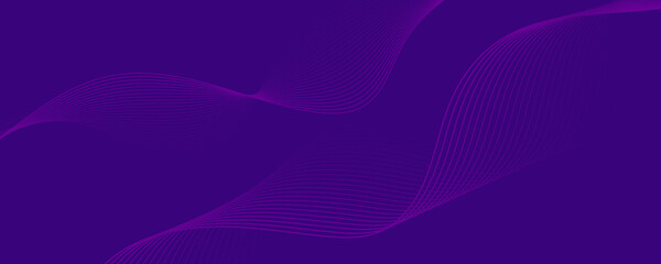 Purple background with flowing wave lines. Futuristic technology concept. Vector illustration