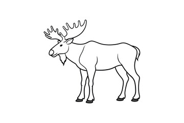 Moose Outline Silhouette Vector – Majestic Forest Animal Design on White Background for Rustic and Wilderness Art