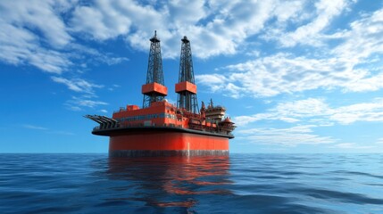 Fototapeta premium Drill Ship in the Sea: Offshore Oil Exploration and Energy Production