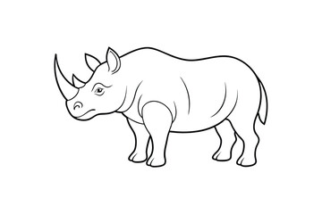 Powerful Rhino in Serene Stance Vector – Majestic Wildlife Illustration Capturing Strength and Grace
