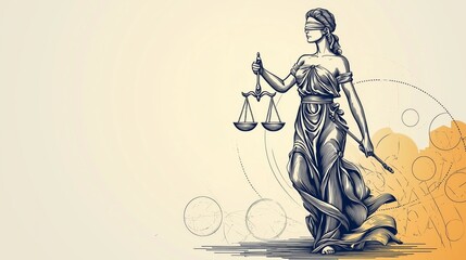 Abstract Lady Justice Illustration with Scales