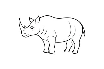 Fototapeta premium Powerful Rhino in Serene Stance Vector – Majestic Wildlife Illustration Capturing Strength and Grace