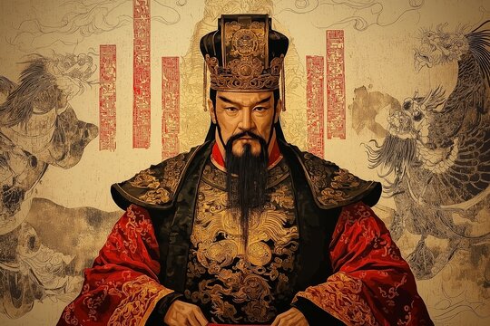 Chinese Emperor seated on a throne